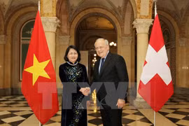 越南国家副主席邓氏玉盛会见瑞士联邦总统约翰·施耐德·阿曼（图片来源：越通社）
