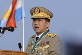 缅甸武装部队总司令敏昂莱。 （图片来源：ＡＰ）
