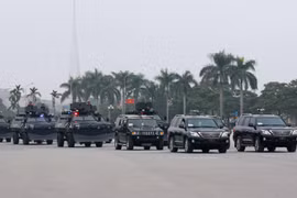 越南为维护越共十二大的安全进行演习（图片来源：越通社）