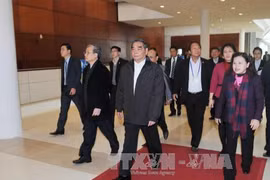 黎鸿英主任检查越共十二大服务工作（图片来源：越通社）