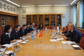 越南国会副主席冯国显与挪威议会副议长斯韦恩·罗尔德·汉森进行会谈（图片来源：越通社）