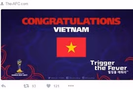 国际足联在推特上向越南U19队取得历史性战绩致以祝贺。