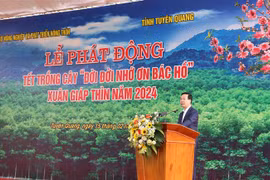 越南国家主席武文常在宣光省启动2024甲辰年“永远铭记胡伯伯之恩植树节”活动