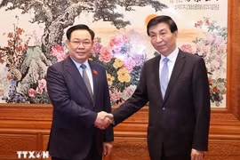 越南国会主席王廷惠会见中共中央政治局常委、全国政协主席王沪宁