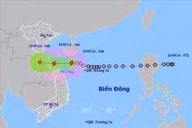 第四号台风的移动方向。图自越通社