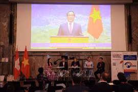 越南谅山省人民委员会常务副主席杨春烜以线上方式就创业投资问题发表讲话。图自越通社