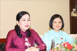 越南第十五届国会常务委员会代表工作委员会主任、越共中央组织部副部长阮青海发表讲话。图自越通社