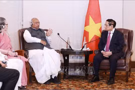 越南政府总理范明政会见印度人民党（BJP）主席贾加特·普拉卡什·纳达。图自越通社