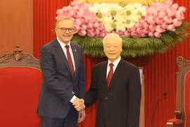 资料图：阮富仲总书记会见澳大利亚总理安东尼·阿尔巴内塞。图自越通社
