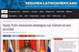 阿根廷媒体深度报道俄罗斯总统普京访问越南。截图