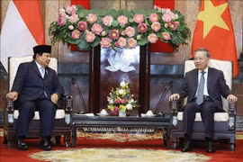 苏林总书记、国家主席会见印度尼西亚新任总统普拉博沃·苏比延多。图自越通社