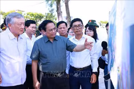 越南政府总理范明政视察岘港填海建设自由贸易区进展情况。图自越通社