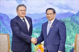 越南政府总理范明政会见俄罗斯联邦国家原子能公司（Rosatom）总经理阿列克谢·利哈切夫。图自越通社