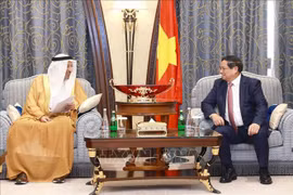 越南政府范明政会见沙特阿拉伯投资大臣哈立德·法利赫。图自越通社