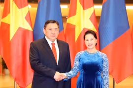 越南国会主席阮氏金银与蒙古国家大呼拉尔主席恩赫包勒德举行会谈（组图）