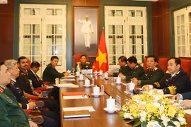 越南国防部长吴春历与印度国防部长视频通话