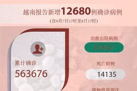 图表新闻：越南报告新增12680例确诊病例 新增死亡病例335例