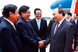 阮春福抵达柬埔寨首都金边国际机场。