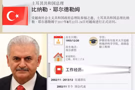 图表新闻：土耳其共和国总理比纳勒·耶尔德勒姆