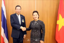 越南国会主席阮氏金银会见泰国国会上议院议长蓬佩