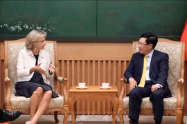 越南政府副总理兼外交部长范平明会见法兰西岛大区议会主席佩克雷斯