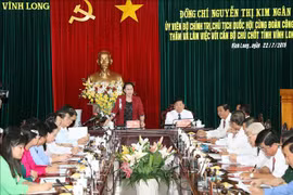 越南国会主席阮氏金银与永隆省骨干干部举行工作座谈会