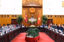 越南政府总理阮春福与尼泊尔总理奥利举行会谈