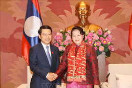 越南国会主席阮氏金银会见老挝外交部长沙伦赛·贡玛西
