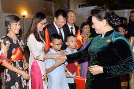 国会主席阮氏金银走访慰问越南驻卡塔尔大使馆工作人员