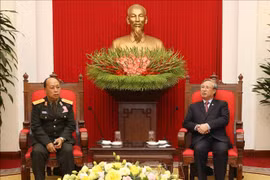 越共中央书记处常务书记陈国旺会见老挝人民军高级政治代表团