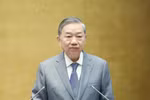 越共中央总书记苏林在会议上发表讲话。图自越通社
