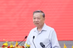 越共中央总书记苏林在会议上发表讲话。图自越通社