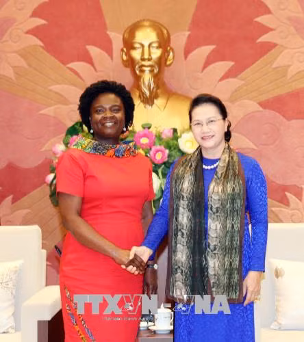 阮氏金银会见世界银行东亚与太平洋地区副行长维多利亚·克瓦 ảnh 1