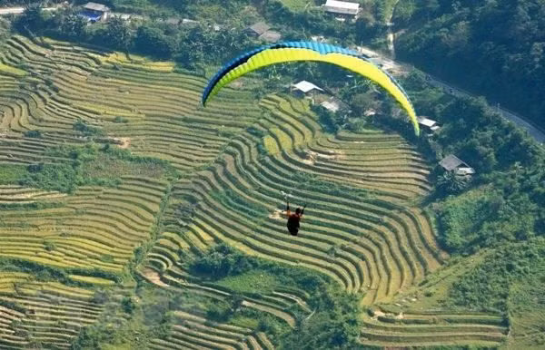 2019年“在放水梯田上飞翔” 滑翔伞节吸引100多名飞行员参加 ảnh 2