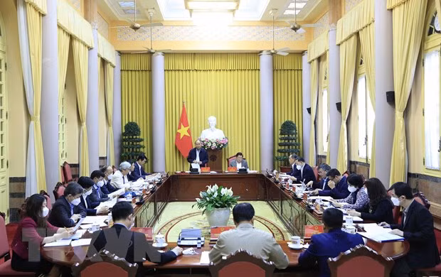 越南国家主席阮春福与法治国家提案编辑组举行工作座谈会 ảnh 1