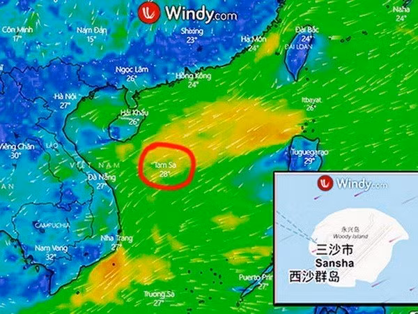 要求对windy.com网站有关越南黄沙群岛地名注释错误问题进行处理 ảnh 1 要求对windy.com网站有关越南黄沙群岛地名注释错误问题进行处理 ảnh 1