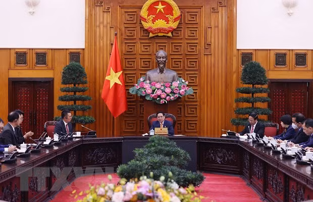 政府总理范明政会见在越投资的泰国两家公司领导 ảnh 2
