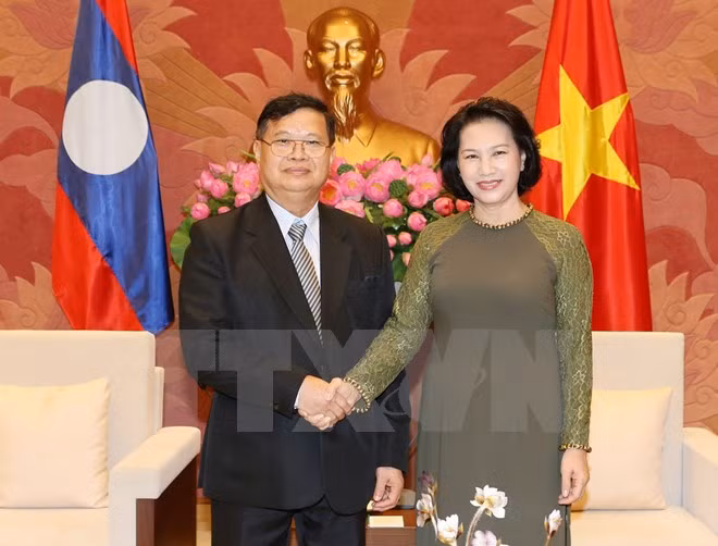 越南国会主席阮氏金银会见老挝国会副主席宋潘·平坎米 ảnh 1