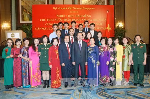 陈大光主席与越南驻新大使馆干部职员和旅居新越南人代表举行见面会 ảnh 2