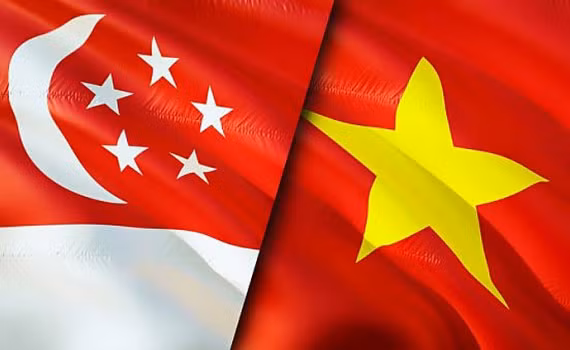 越南领导人就越新建交50周年和战略伙伴关系10周年向新加坡领导人致贺电 ảnh 1