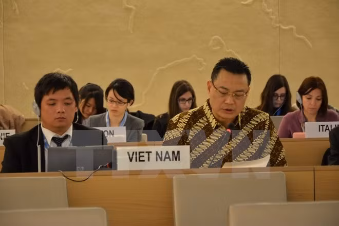 越南代表在联合国人权理事会第32次会议多场讨论会上积极建言献策 ảnh 1
