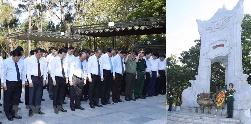 越南政府领导在长山国家烈士陵园敬香 ảnh 2