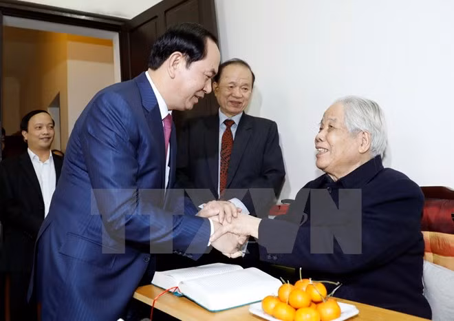 越南国家主席陈大光向100岁大寿的原总书记杜梅祝寿 ảnh 1