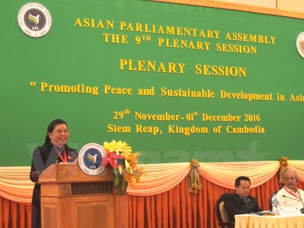 越南国会副主席丛氏放在亚洲议会大会第九届年会发表重要讲话 ảnh 1