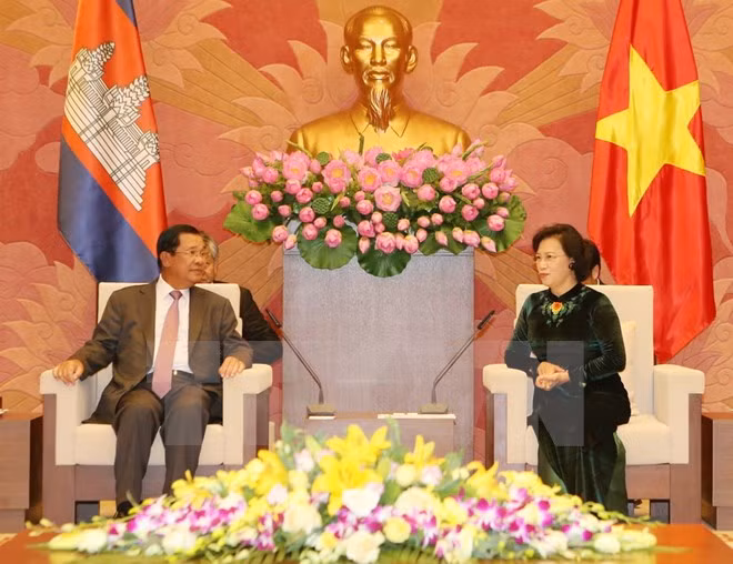 国家主席陈大光与国会主席阮氏金银分别会见柬埔寨首相洪森 ảnh 2