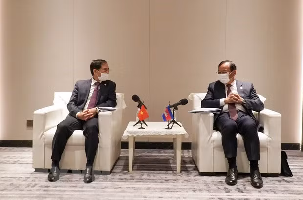 越南外交部长裴青山会见柬埔寨副首相兼外交和国际合作部大臣布拉索昆 ảnh 1