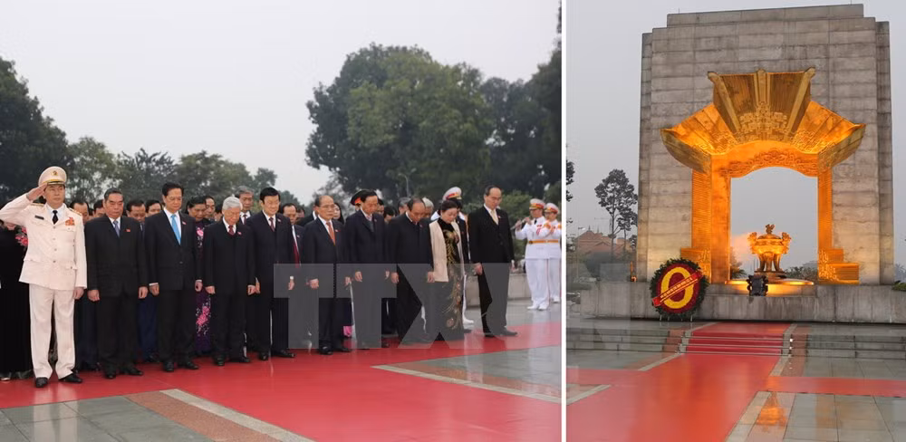 出席越共十二大各位代表拜谒胡志明主席陵墓 ảnh 3 出席越共十二大各位代表拜谒胡志明主席陵墓 ảnh 3
