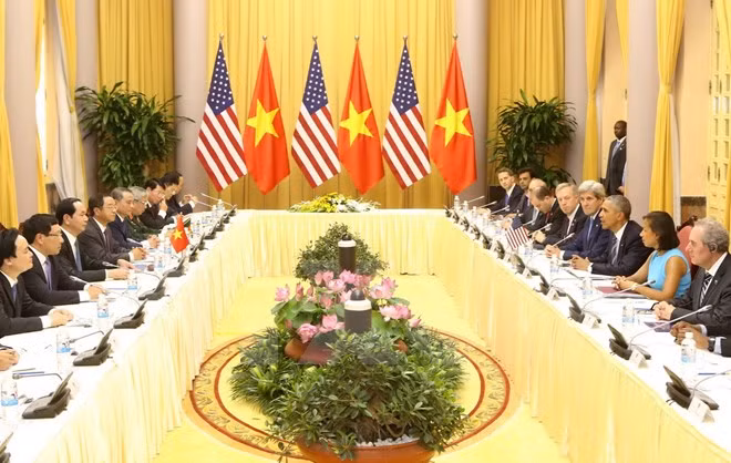 越南国家主席陈大光与美国总统奥巴马进行会谈 ảnh 1