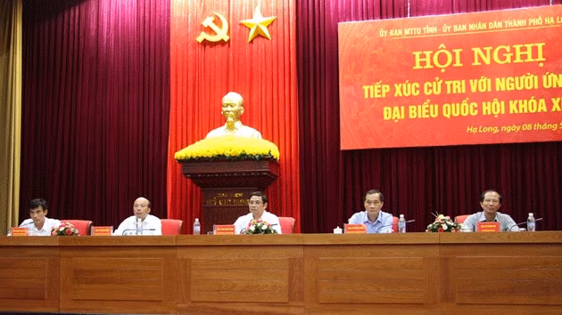 越南第十四届国会代表候选人会见接触广宁省选民 ảnh 1 越南第十四届国会代表候选人会见接触广宁省选民 ảnh 1