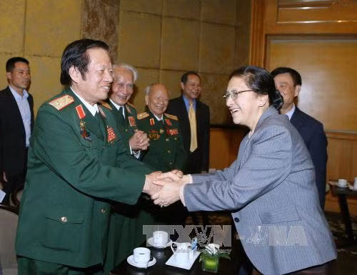 老挝国会主席巴妮·雅陶都会见越老友好协会代表 ảnh 1